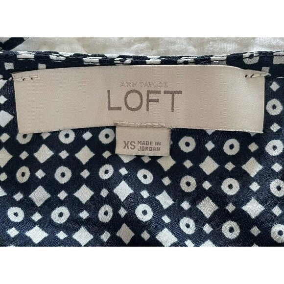 Ann Taylor Loft Women's Sz XS Black White Geo Print Scoop Neck Tank Top - Picture 4 of 9